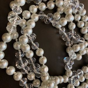 STUNNING Faux 62” Crystal & Pearls